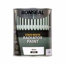 Image of Ronseal Stays White Radiator Paint White 250 / 750 ml Gloss Matt Satin One Coat