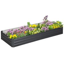 Image of Galvanised Raised Garden Bed Metal Planter Box Open Bottom Outdoor Grey