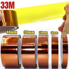 Image of Kapton Polyimide Tape Heat Resistant Adhesive Insulation 5 - 100mm Wide 33M Long
