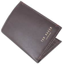 Image of Ted Baker Mens Zackory Leather Card Holder Wallet - Chocolate Brown
