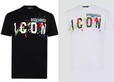 Image of DSQUARED2 ICON SPLASH White/Black T-SHIRT S to XXL UK SIZE FREE FAST DELIVERY DQ