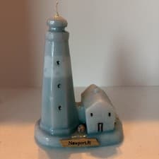 Image of Lighthouse Shaped Candle Blue Decor Coast Vintage Newport RI