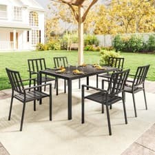 Image of 6 Seater Garden Dining Table And Chairs Outdoor Patio Modern Furniture Set Steel