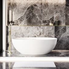 Image of Freestanding Double Ended Stone Resin Solid Surface Bath 1700 x 750mm SSOPAL1700