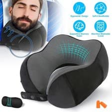 Image of Memory Foam U-Shaped Neck Pillow Travel Flight Soft Head Rest Support Cushion UK