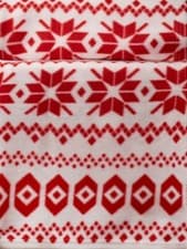Image of Red & White Nordic Pattern Fleece Throw Blanket Scandi Christmas Xmas