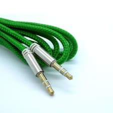 Image of 2x Premium Braided AUX Cable 1m – Strong Nylon 3.5mm Male‑to‑Male Stereo Audio L