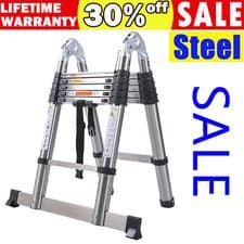 Image of 3.8M Loft Ladder A Frame 16Tread Step Ladder Multi Telescopic Stainless steel