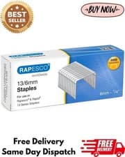 Image of Rapesco S13060Z3 Type 13/6 mm Galvanised Tacker Staples, Pack of 5000 13/6mm UK