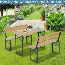 Image of Camping Table and Bench Set 3-Piece Picnic Table Folding Portable Benches Hiking
