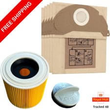 Image of Dust Bag Filter For Karcher WD2 Wet Dry Vacuum Cleaner Bags 5 Pack Yellow Filter