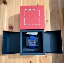 Image of Swatch Squarely Blacklight Watch - model SO34N700 - Blue NEW