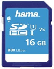 Image of HAMA - 16GB Class 10 SDHC UHS-1 Memory Card 80MB/s