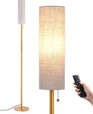 Image of EDISHINE Floor Lamp, Standing Lamp with Rounded Linen Lampshade, Floor Lamps fo