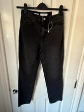 Image of MNG MANGO MOM ladies black denim jeans size 34 EU size 6 UK new with tags