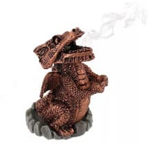 Image of Red Dragon Incense Cone Burner Holder | Red Metallic Resin