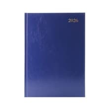 Image of 2026 Desk Diary A4 Day Per Page Appointment Hardback Casebound Blue Cover