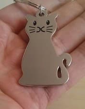 Image of CAT KITTEN KITTY PET FELINE LOVER ANIMAL SHAPED KEYCHAIN KEYRING KEY FOB METAL