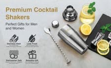 Image of Cocktail Shaker 700ML Large Cocktail Making Set with Built in Strainer & Jigger