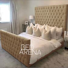 Image of Plush Velvet Florida Bed Chesterfield Bed Upholstered Bed Double King Super King