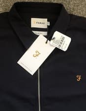 Image of BNWT Farah Zip Through Overshirt - Navy Blue, Medium
