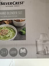 Image of New white Silvercrest 3-in-1 Hand Blender Set Blends Whisks Chops 5 piece 600W