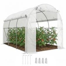 Image of Outsunny Polytunnel Greenhouse with PE Cover, Galvanised Steel Frame, White