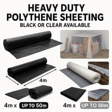 Image of Waterproof Polythene Dust Sheeting Black Clear 1000G Plastic Cover Heavy Duty