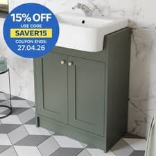 Image of Traditional Vanity Basin Unit Freestanding 1 Tap Hole Bathroom Furniture Green