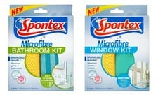 Image of Spontex Microfibre Bathroom/ Window Kit 2 Cloths in Each for Sparkling Result