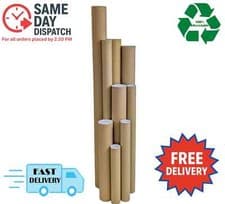 Image of 250 x Premium Cardboard Postal Tubes – 855 x 76mm