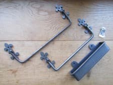Image of Cast Iron vintage rustic Pew Rail UMBRELLA HOLDER Pot Hinge Church Vintage
