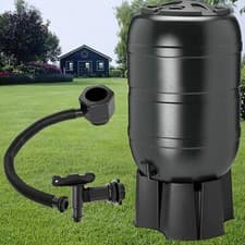 Image of 100L or 210L Garden Large Round Plastic Water Butt Set Inc Tap, Stand+Gutter Kit