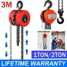 Image of Chain Hoist Block and Tackle 2 Ton Capacity Winch Engine Lift Puller Fall 3M UK