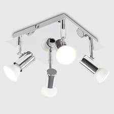 Image of Adjustable 4 Way Ceiling Spotlight Fitting Chrome / Black LED GU10 Kitchen Light