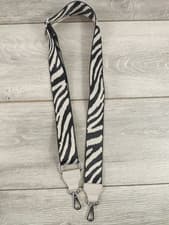 Image of Accessorize Zebra Print Bag Strap Black Light Grey Adjustable Shoulder Strap New