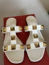 Image of Valentino Slides Rockstud 37.5 Cream New