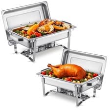 Image of VEVOR 8 Qt 2 Pack Rectangle Chafing Dish Buffet Set Fullsize Pan Stainless Steel