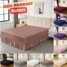 Image of Premium Silk Satin Valance Fitted Sheet 30cm Deep Single Double King Sup-King UK