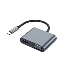 Image of Premium quality Aluminium USB-C Hub 4in1 HDMI 4K VGA 1080p USB3.0 USB-C PD 100W