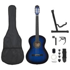 Image of WALPLUS 12pc Beginner Classical Guitar Set 4/4 39 Inch Blue