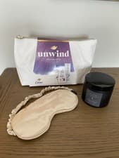 Image of Dove Unwind Beauty Gift Set Bag Sleep Mask Candle Relax Spa Bundle New Unused
