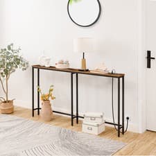 Image of Console Table with Charging Station Behind Sofa Couch Table Long Hallway Table
