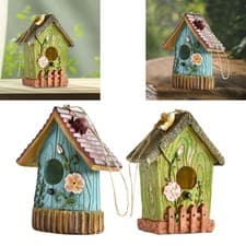 Image of Hanging Bird House Outside Resin Bird Shelter Bird Lovers Gift for Patio Yard