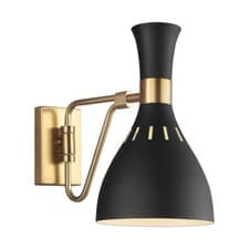 Image of Wall Light Sconce Midnight Black / Burnished Brass LED E27 60W Bulb