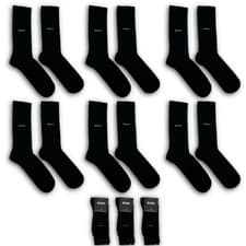Image of BOSS by Hugo Boss Genuine Mens Soft Cotton Blend Socks | Black, UK 9-11, 6 Pairs