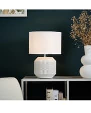 Image of Inlight Table Light Ceramic White Glazed Base Bedside Lamp Round Modern