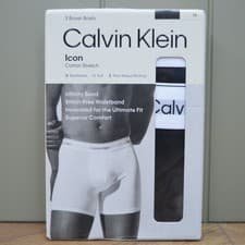Image of Men's Calvin Klein Black 3 Pack Icon Cotton Stretch Boxer Trunks Medium RRP £44