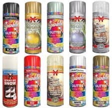 Image of GLITTER SPRAY PAINT GOLD SILVER CRAFT ART METALLIC WOOD METAL PLASTIC - 200ML