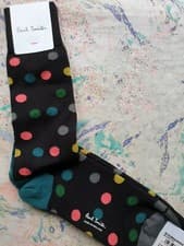 Image of Paul Smith Mens English Socks Pro Polka Dot Black Multi K842 One Size Cotton Mix